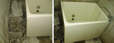 ポリ浴槽の仮設